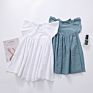 Ins Girls Dress Cotton and Linen Solid Color Flying Sleeve Skirt Baby Princess Dress Girl Dress