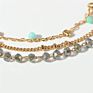 Ins Natural Stone Crystal Multilayer Bracelet Real Gold Plated Adjustable Triple Layer Crystal Beads Chain Bracelet
