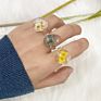 Ins Rings Women Special Design 3D Resin Ring Dry Flower Transparent Resin Ring Set for Women Girls