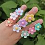 Ins Style Transparent Colorful Resin Flower Rings Statement Clear Candy Color Acrylic Daisy Flower Rings for Women Girls