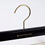 Inspring Black Color Gold Hook and Clips Wood Pant Skirt Hanger with Gold Color Printing Logo