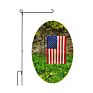 Iron Garden Flag Pole Holder Metal Easy to Install Three-Section Flag Pole Stand for Gardens