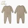 Jambear Organic Baby Rib Rompers Zip Ribbed Baby Onesie Footed Pajamas Organic Cotton Baby Rompers Newborn Zip through Romper