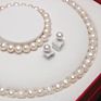 Jay French Luxury Simple Style Clearly White 8-9 Mm Freshwater Pearl Necklace Bracelet Earring Jewelry Set for Gift