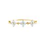 Jewelry 925 Sterling Silver 14K Gold Plated Flower Ring Three Blue Blossom Ring with Cubic Zircon