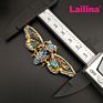 Jewelry Egyptian Cicada Moth Brooch Crystal Rhinestone Enamel Paint Golden Tone Bug Pin Brooches