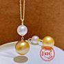 Jewelry Simple Design Gold Color 925 Sterling Silver Pearl Earring Hook Necklace Set Mounting without Chain