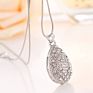 Jhzs0063 Luxury Rhinestone Paved Teardrop Pendant Necklace Earring Set Shiny Crystal Inlaid Waterdrop Pendant Jewelry Set