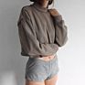 Jl-10213 In-Stock Items Printing Cotton Short Brown Hoodie Sweatshirts Women Crop Top Fleece Lined Hoodie