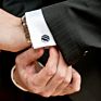 Kaidvll Cufflinks Luxury White Stripe Rectangle Cufflink Crown Crystal Novelty Cufflink for Mens