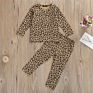 Kids Pajamas Children Sleepwear Leopard/Zebra Print Rib Cotton 2Pcs Tops+Pants Sets Boy Girls Nightwear Clothes Kids Clothing