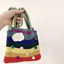 Kids Travel Handbag Messenger Bag Rainbow Bars and Clouds Wool Knitted Bag for Children