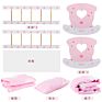 Kids Wooden Pink Baby Dolls Crib Rocking Cradle and Bedding Set Toys with Pink Pad Blanket Pillow as Gift for Ages 3+