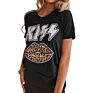 Kiss Leopard Lips Casual T Shirt