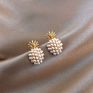 Korea Style Lady Party Wedding Gift Pineapple Pearl Sliver 925 Stud Earrings for Women