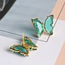 Korean Jewelry Color Transparent Glass Butterfly Earrings Needle Crystal Butterfly Stud Earrings