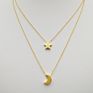 Korean Style Star and Moon Pendant Necklace Short Clavicle Chain Fashionable All-Match Women's Necklace
