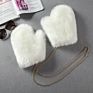 Korean Warm Faux Fox Fur Straw Gloves Women's Halter Neck plus Velvet Thick Plush Furry Mittens Trend Gloves
