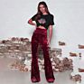 Ladies Bell Bottom Pants Casual Loose Elegant High Waist Long Wide Leg Pants Velvet Flare Pants Women