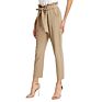 Ladies Chino Fall Solid Color Long Pleated Pencil Belt Woman Pants Casual