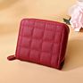 Ladies Solid Folding Zip Plaid Coin Purse Clutch Small Plain Pu Leather Card Holder Wallet Leather