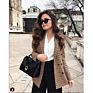 Lapel Collar Double-Breasted Slim Fit Business Plaid Blazers Jacket for Women