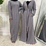 Latest Design Knitted Slim Fitting Long Coat for Women Muslim Open Abaya Islamic Clothing 6 Colors Fall Collection