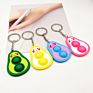 Latest Mini Popping It Keychain Fidget Avocado Keychain Double-Sided Bubble Smiley Avocado Bag Pendant Gift