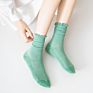 Leisure Long Crew Socks Women Cute Cotton Solid Lettuce Trim Socks