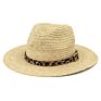 Leisure Men Women Sun Leopard Belt Decoration Panama Jazz Hat Handmade Natural Raffia Grass Straw Fedoras Hat