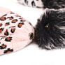 Leopard Warm Hat Wool Knitted Beanie Hat Removable Faux Fur Pom Pom Hats for Women