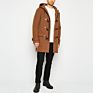 Light Brown Men Long Hooded Duffle Wool Coat