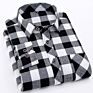Long Sleeve Check Flannel Shirt Polyester Men with Printing