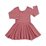 Long Sleeve Deep Neck Girl Bamboo Dress Kids Wears Girls Dresses