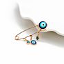 Lucky Eye Blue Turkish Evil Eye Brooch Pin for Women Men Dropping Oil Flower Crown Star Hamsa Hand Charm Jewelry