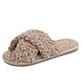 Luxury Classic Colorful Home Faux Fur Cross Band Slippers for Women