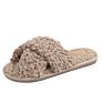 Luxury Classic Colorful Home Faux Fur Cross Band Slippers for Women