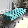 Luxury Flannel Fabric Brass Legs Bedroom/Living Room Lake Green Bed Bench Stool