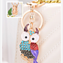 Crystal Car Key Chain Long Big-eyed Owl Shape Women Bag Accessories