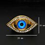 Luxury No Fade Stainless Steel Blue Turkish Eyes Ring Hip Hop Gold Filled Rhinestone Crystal Evil Eyes Ring for Men Women