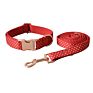 Luxury Red round Dots Dog Collar and Leashes Bow Tie Dog Cat Necklace with Metal Buckle for Pet Gifts