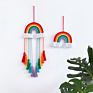 Macrame Rainbow Wall Hanging Handmade Rope Woven Tassel Wall Art for Boho Home Decor Party Supplies