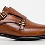 Made in Italy Double Monk in Brandy Color Patina Full Leather Handmade Men Shoes