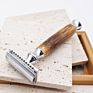 Mans Eco Friendly Natural Wooden Razor Bamboo Handle Double Edge Safety Razor for Facial and Body Shaving