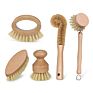 Masthome Eco-Friendly 5Pcs Kitchen Brush Set All Natural Fibre Wooden Floor Vegetable Dish Bottle Pot Brush Sisal Cleaning Brush