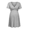 Maternity Feeding Mum Comfy Cross-Front V Neck Solid Lace Short-Sleeve Midi Slim Women's Dress for Pregnancy Sleep Wear