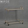 Mayco Kitchen Gold Metal Push Bar Wine Holder Serving Cart Trolley with Tempered Glass