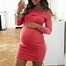 Md2006 Spring Long Sleeve Off-Shoulder Ribbed Maternity Dresses Pregnant Clothes Women Maternity Clothing Dress