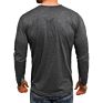 Men Cotton Henley Collar with Buttons Long Sleeve Casual T Shirt