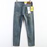 Men Faded Effect Well Fit Jeans with Five Pockets Elastic Straight Denim Pants for Casual or Business